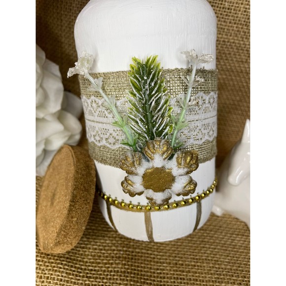 Hand painting Christmas Jar with snowflake / Christmas decorative jars - Picture 10 of 10
